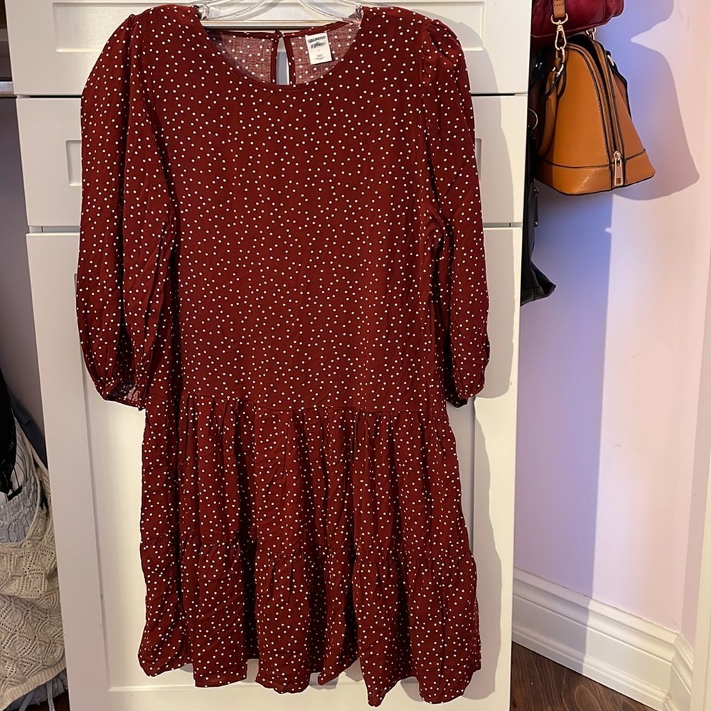 Melrose and Market Polka dot mini dress in burgundy BNWOT